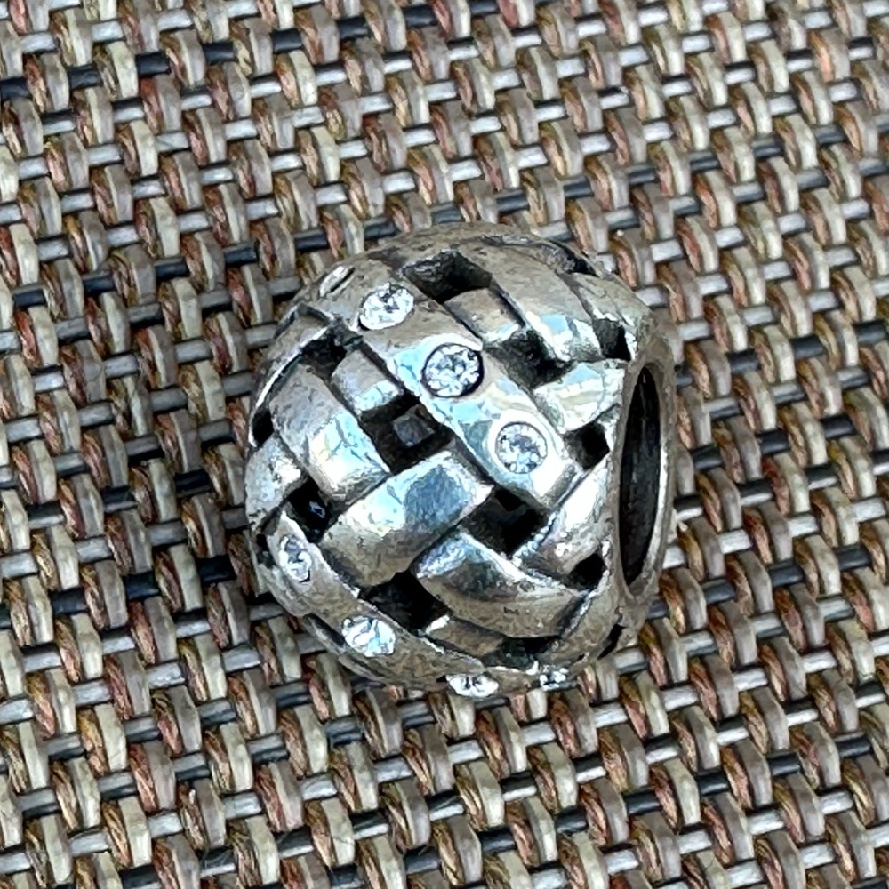 Brighton basket weave spacer charm with crystals. NWOT